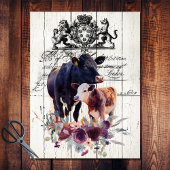 Floral Angus Koeien in Frankrijk Tissuepapier