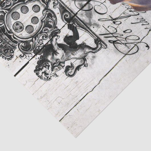 Floral Angus Koeien in Frankrijk Tissuepapier (Detail)