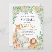 Floral animals birthday invitation custom  kaart (Voorkant)