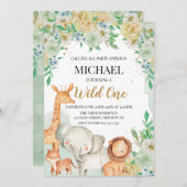 Floral animals birthday invitation custom  kaart (Voorkant / Achterkant)