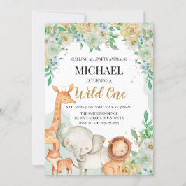 Floral animals birthday invitation custom  kaart