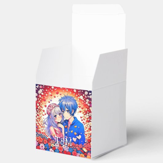 Floral anime thema gepersonaliseerde bruiloft bedankdoosjes (Geopend)