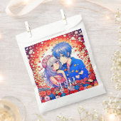 Floral anime thema gepersonaliseerde bruiloft bedankzakje (Geknipt)