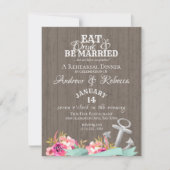 Floral Anker en Shiplap Beach Huwelijksrepetitie Kaart (Voorkant)