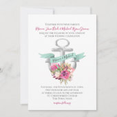 Floral Anker Nautische Waterverf Bruiloft Kaart (Voorkant)