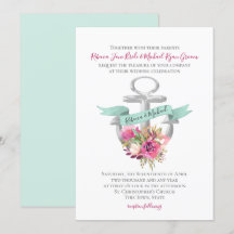 Floral Anker Nautische Waterverf Bruiloft