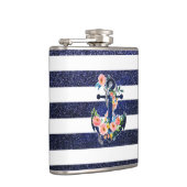 Floral ankerpunt op gestreepte achtergrond heupfles (Rechts)