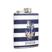 Floral ankerpunt op gestreepte achtergrond heupfles (Rechts)