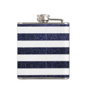 Floral ankerpunt op gestreepte achtergrond heupfles (Achterkant)