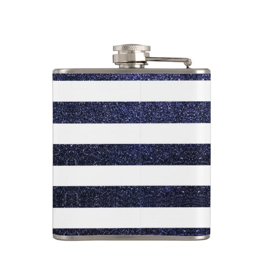 Floral ankerpunt op gestreepte achtergrond heupfles (Achterkant)