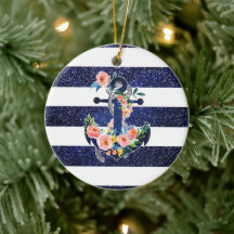 Floral ankerpunt op gestreepte achtergrond