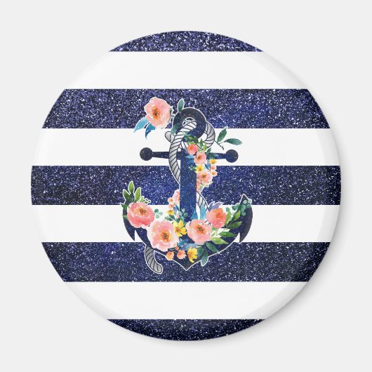 Floral ankerpunt op gestreepte achtergrond magneet (Voorkant)