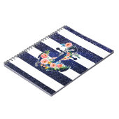 Floral ankerpunt op gestreepte achtergrond notitieboek (Linkerzijde)