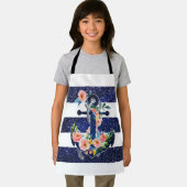 Floral ankerpunt op gestreepte achtergrond schort (Insitu)