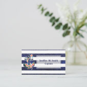 Floral ankerpunt op gestreepte achtergrond visitekaartje (Staand voorkant)