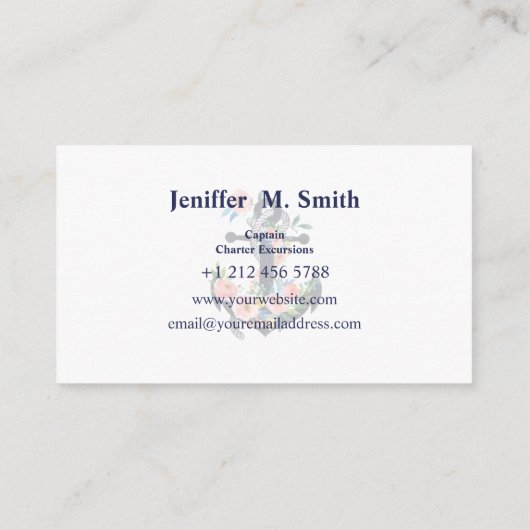 Floral ankerpunt op gestreepte achtergrond visitekaartje (Achterkant)