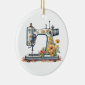  Floral Antiek Naaimachine Kerst Keramisch Ornament (Rechts)
