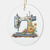  Floral Antiek Naaimachine Kerst Keramisch Ornament (Links)