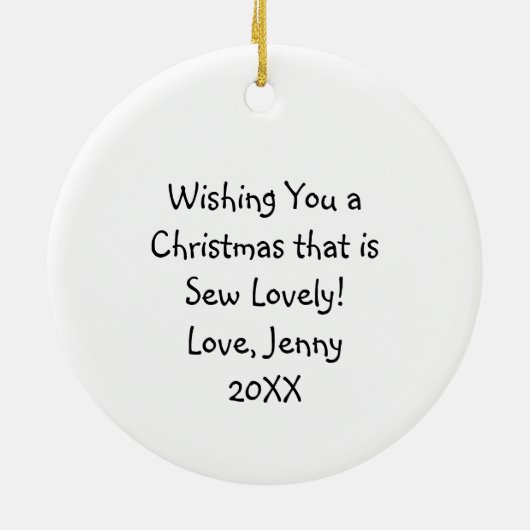  Floral Antiek Naaimachine Kerst Keramisch Ornament (Achterkant)