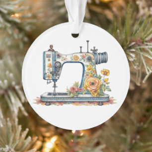 Floral Antiek Naaimachine Kerst Ornament
