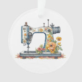  Floral Antiek Naaimachine Kerst Ornament (voorkant)