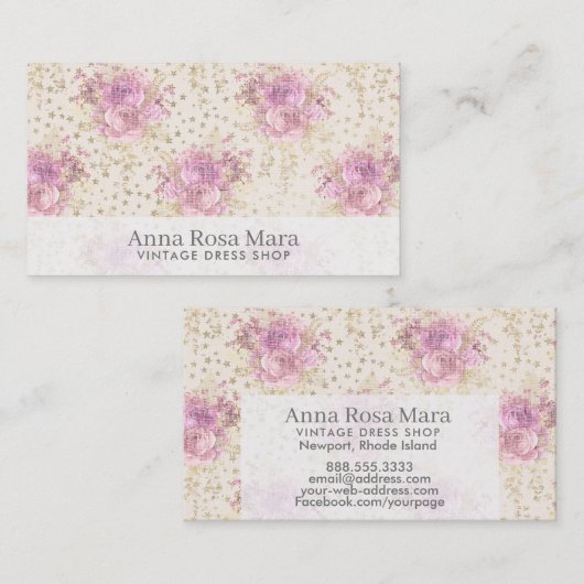 *~* Floral Antiek Victoriaans Rozen  linnen Visitekaartje (Voorkant / Achterkant)