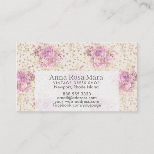*~* Floral Antiek Victoriaans Rozen  linnen Visitekaartje (Achterkant)