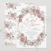 Floral Antiek Waterverf Bridal Shower Kaart (Voorkant / Achterkant)