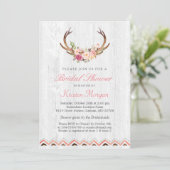 Floral Antler Boho Rustic White Wood Vrijgezellenf Kaart (Staand voorkant)