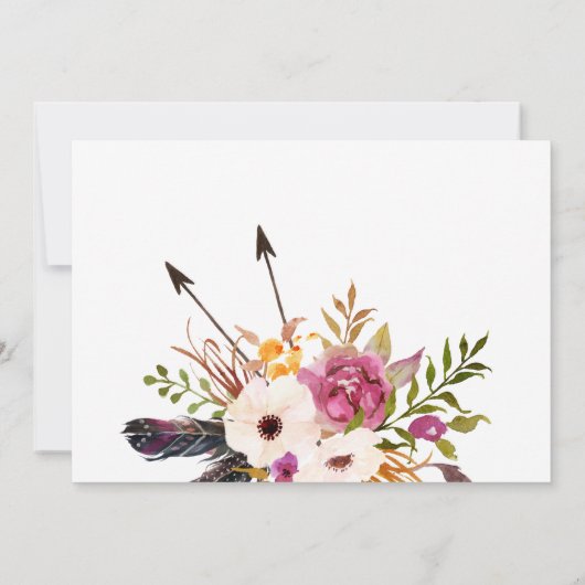 Floral antler boho verjaardagsfeest kaart (Achterkant)