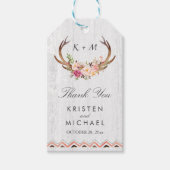 Floral Antler Rustic Wood Boho Wedding Bedankt Cadeaulabel (Voorkant)