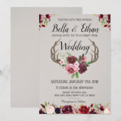 Floral Antler Suite Herten Jacht Stijl Trouwen Kaart (Voorkant / Achterkant)