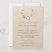 Floral Antler Wedding Invitations Kaart (Voorkant)