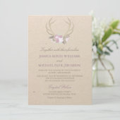 Floral Antler Wedding Invitations Kaart (Staand voorkant)