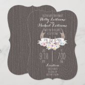 Floral Antlers + Barn Wood Weddenschap Kaart (Voorkant / Achterkant)