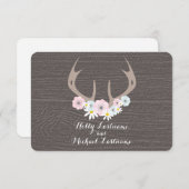 Floral Antlers + Barn Wood Wedding RSVP (Voorkant / Achterkant)