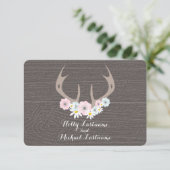 Floral Antlers + Barn Wood Wedding RSVP (Staand voorkant)
