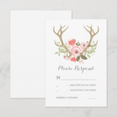 Floral Antlers Boho Wedding RSVP (Voorkant / Achterkant)