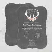 Floral Antlers Chalkboard Geïnspireerd Afstuderen Kaart (Voorkant / Achterkant)