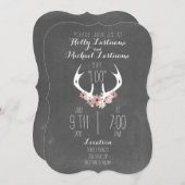 Floral Antlers Chalkboard Geïnspireerd huwelijk Kaart (Voorkant / Achterkant)
