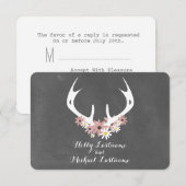 Floral Antlers + Chalkboard Geïnspireerd huwelijk  RSVP Kaartje (Voorkant / Achterkant)
