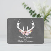 Floral Antlers + Chalkboard Geïnspireerd huwelijk  RSVP Kaartje (Staand voorkant)