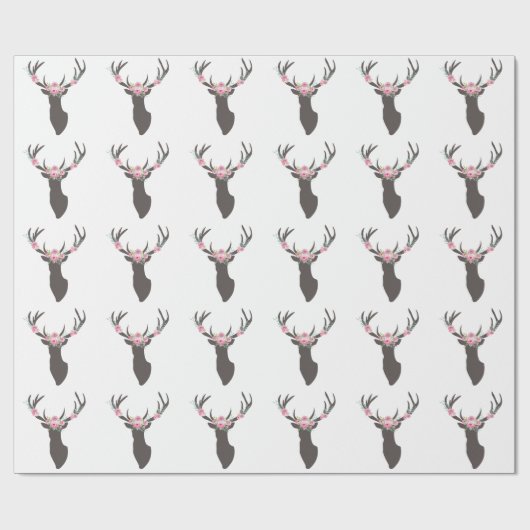 Floral Antlers Deer Cadeaupapier (Vlak)