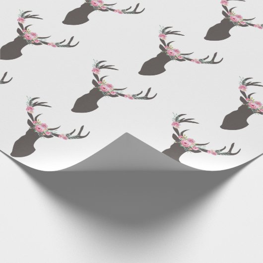 Floral Antlers Deer Cadeaupapier (Hoek)