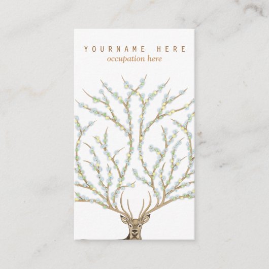 Floral antlers deer head woods god illustration visitekaartje (Voorkant)