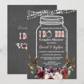 Floral Antlers Mason Jar Chalk I DO BBQ Kaart (Voorkant / Achterkant)