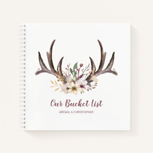 Floral Antlers Onze Bucket List Keepslag Journal Notitieboek (Voorkant)