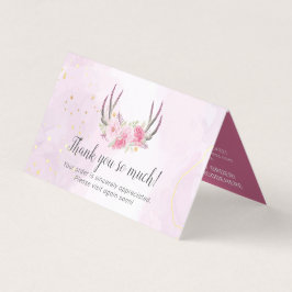 Floral Antlers Roze Gold Marble Hartelijk dank Kaart