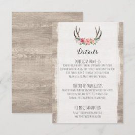Floral Antlers Rustic Wedding Details / Directies Informatiekaartje
