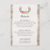 Floral Antlers Rustic Wedding Details / Directies Informatiekaartje (Voorkant)